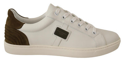 Dolce & Gabbana Weiß Wildleder Leder Herren Low Tops Turnschuhe