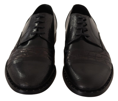 Dolce & Gabbana Schwarzes Leder Exotische Felle Formelle Schuhe