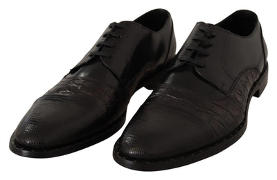 Dolce & Gabbana Schwarzes Leder Exotische Felle Formelle Schuhe