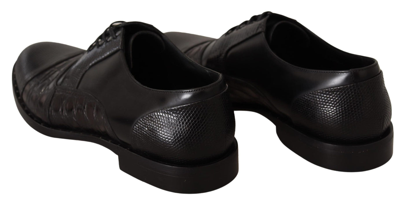 Dolce & Gabbana Schwarzes Leder Exotische Felle Formelle Schuhe