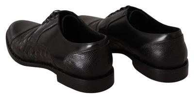Dolce & Gabbana Schwarzes Leder Exotische Felle Formelle Schuhe
