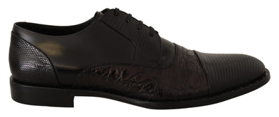 Dolce & Gabbana Schwarzes Leder Exotische Felle Formelle Schuhe