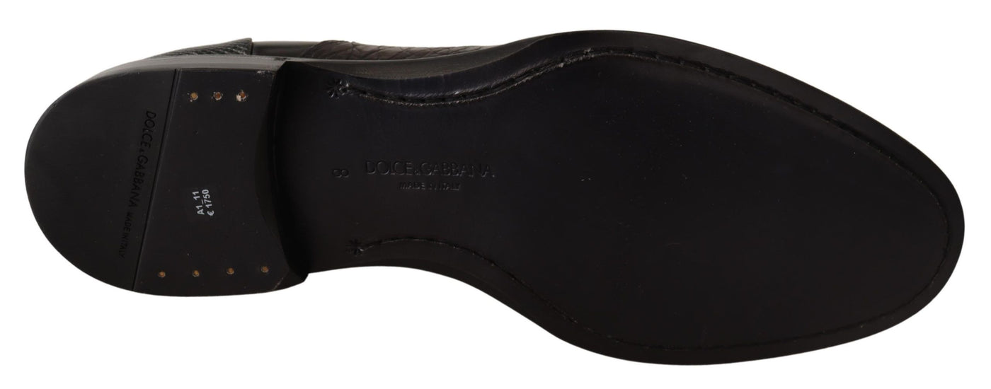 Dolce & Gabbana Schwarzes Leder Exotische Felle Formelle Schuhe