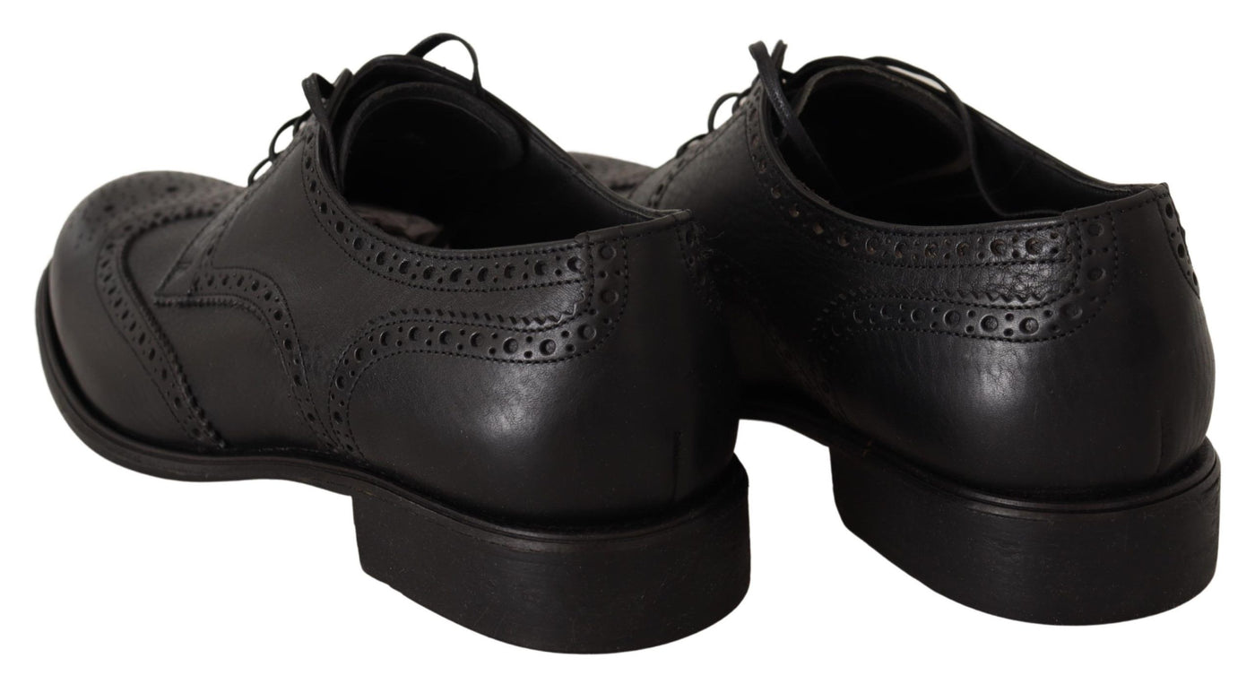 Dolce & Gabbana Schwarze Leder Oxford Wingtip Formal Dress Schuhe