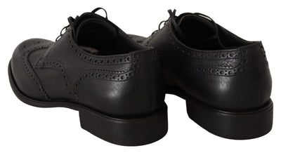 Dolce & Gabbana Schwarze Leder Oxford Wingtip Formal Dress Schuhe
