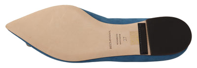 Dolce & Gabbana Blau Wildleder Kristalle Loafers Flats Schuhe