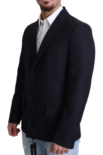 Dolce & Gabbana Dunkelblauer Wollmantel einreihig Jacke