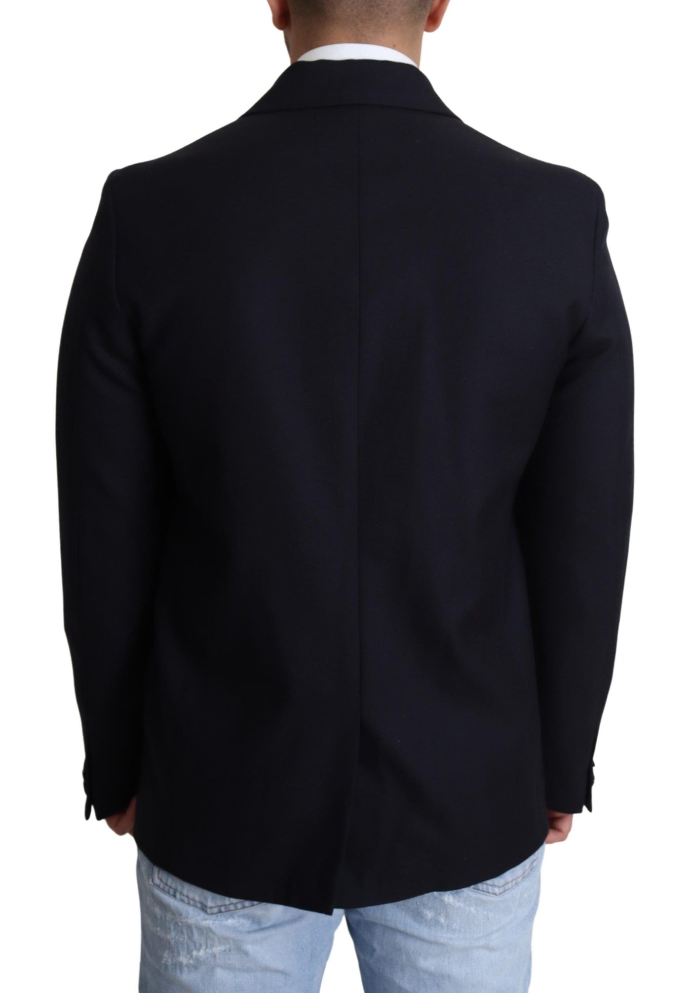 Dolce & Gabbana Dunkelblauer Wollmantel einreihig Jacke