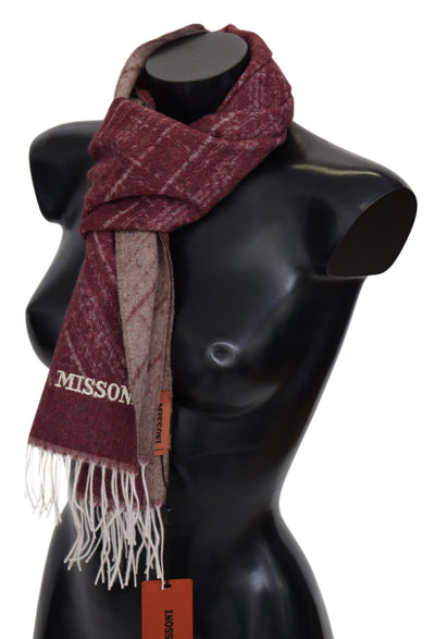 Missoni Maroon 100% Kaschmir Unisex Hals Wrap Fransen Schal