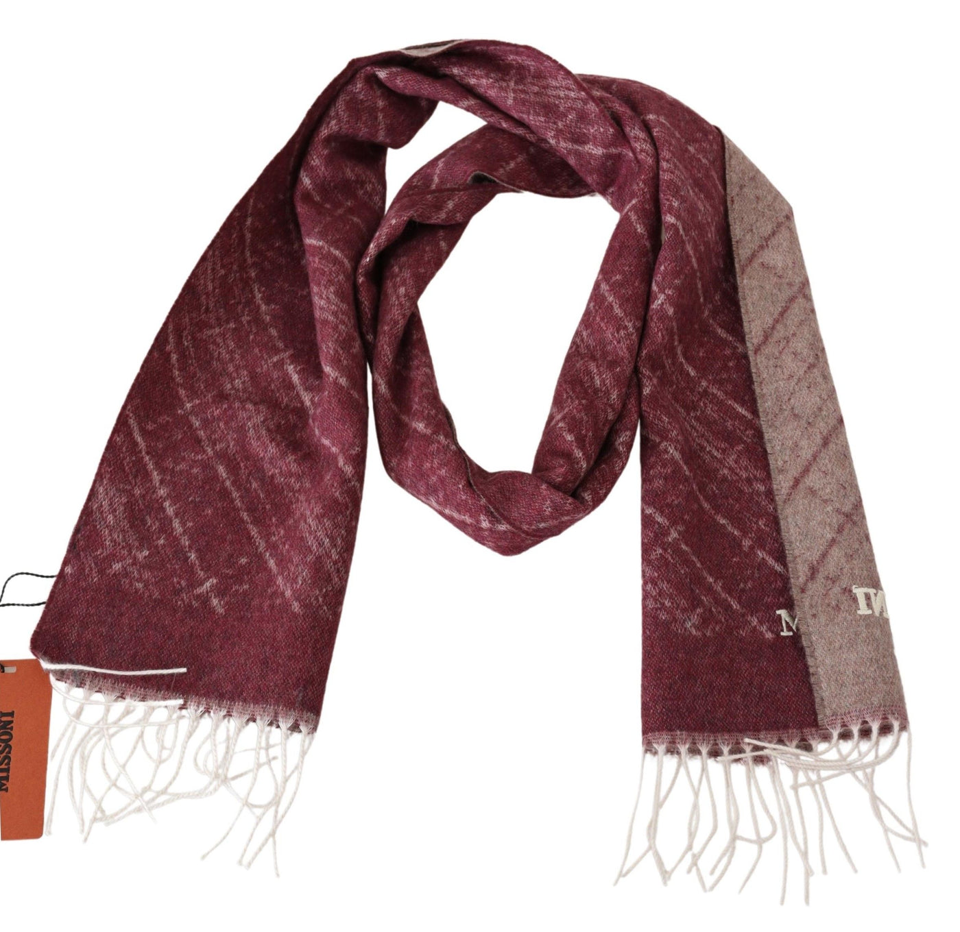 Missoni Maroon 100% Kaschmir Unisex Hals Wrap Fransen Schal