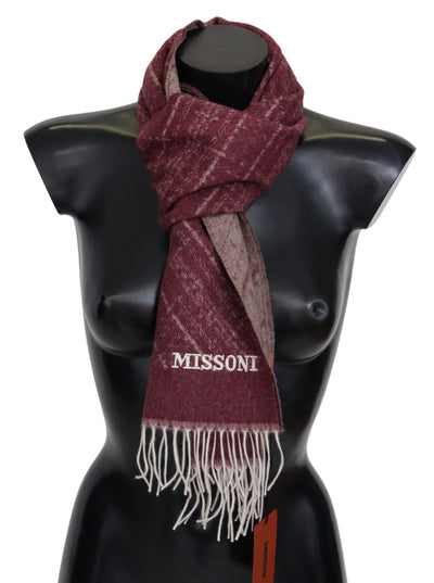 Missoni Maroon 100% Kaschmir Unisex Hals Wrap Fransen Schal