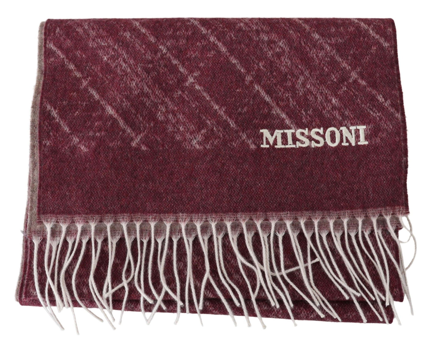 Missoni Maroon 100% Kaschmir Unisex Hals Wrap Fransen Schal