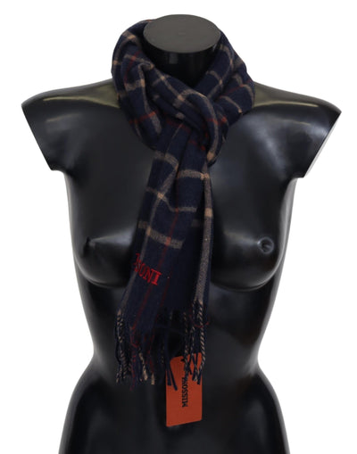 Missoni Schwarzer karierter Unisex-Halswickelschal mit Fransen