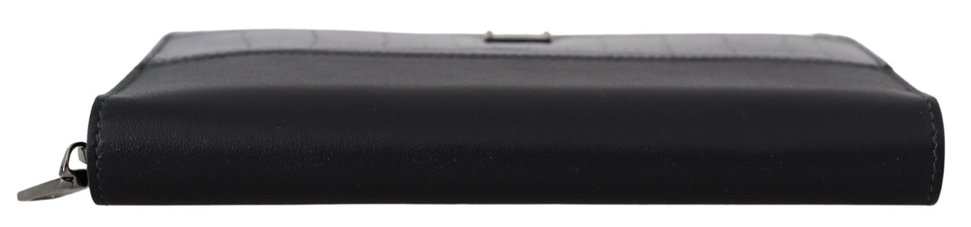 Dolce & Gabbana Schwarzes Zip Around Continental Clutch Leder Portemonnaie