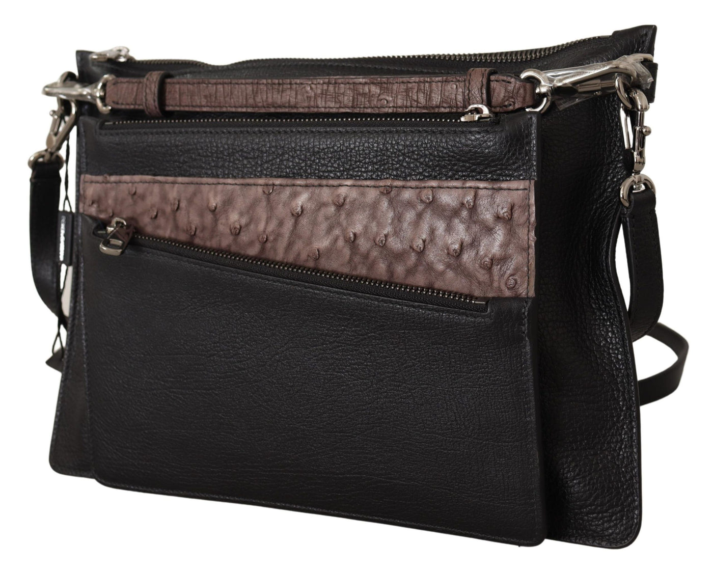 Dolce & Gabbana Schwarzes Exotenleder Schulterriemen Alta Sartoria Tasche
