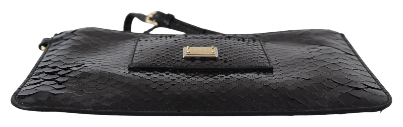 Dolce & Gabbana Schwarzes Leder Portemonnaie Handtäschchen Spiegel Agnese Brieftasche