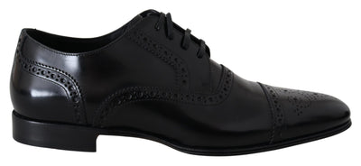 Dolce & Gabbana Schwarz Leder Männer Derby Formal Loafers Schuhe