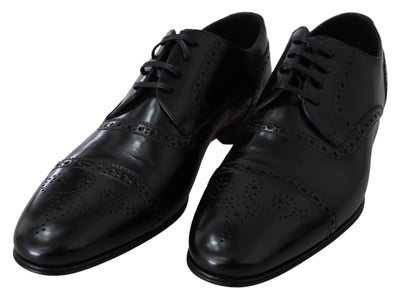 Dolce & Gabbana Schwarz Leder Männer Derby Formal Loafers Schuhe