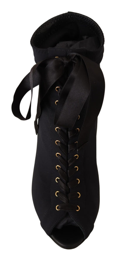 Dolce & Gabbana Schwarze kurze Stretch-Stiefel Schuhe
