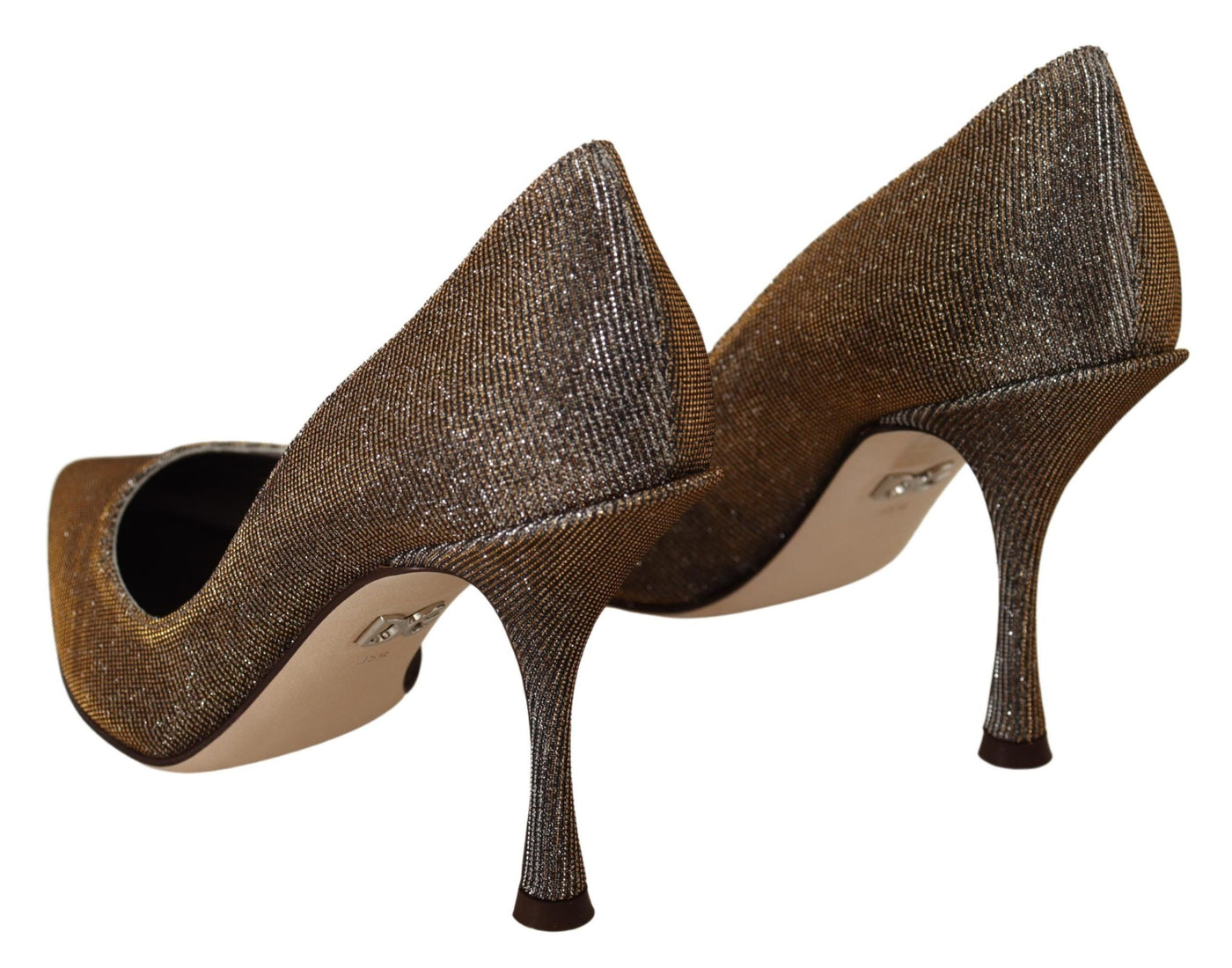 Dolce & Gabbana Gold Silber Stoff Absätze Pumps Schuhe