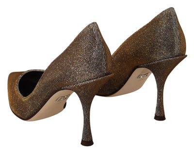 Dolce & Gabbana Gold Silber Stoff Absätze Pumps Schuhe
