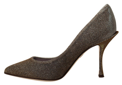 Dolce & Gabbana Gold Silber Stoff Absätze Pumps Schuhe