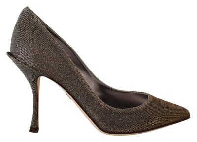 Dolce & Gabbana Gold Silber Stoff Absätze Pumps Schuhe