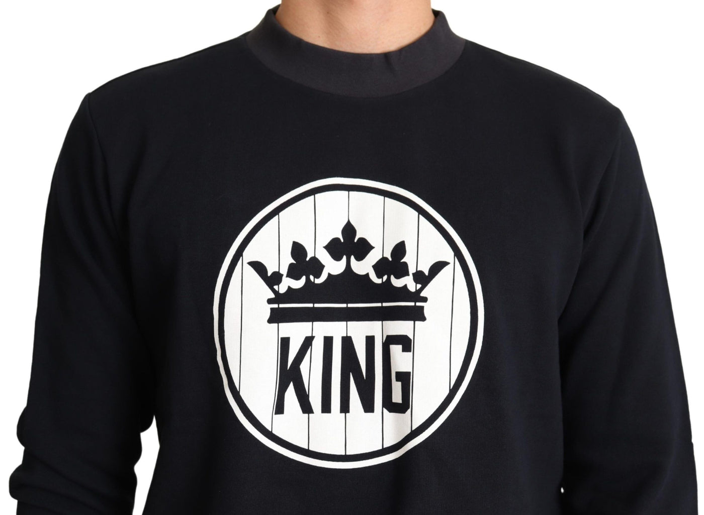 Dolce & Gabbana Blauer Crown King Pullover aus Baumwolle