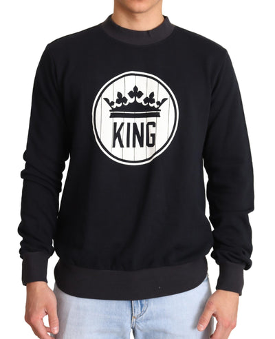 Dolce & Gabbana Blauer Crown King Pullover aus Baumwolle