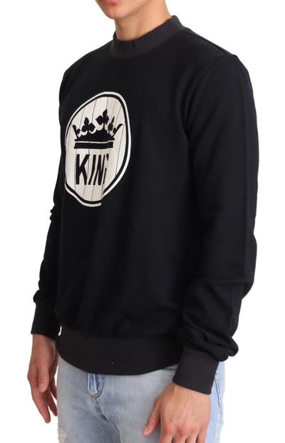Dolce & Gabbana Blauer Crown King Pullover aus Baumwolle