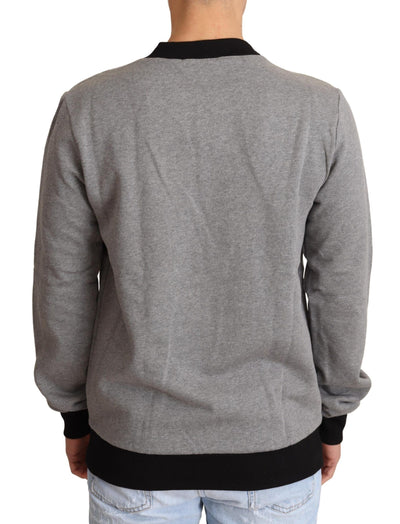 Dolce & Gabbana Grauer Crown King Pullover aus Baumwolle