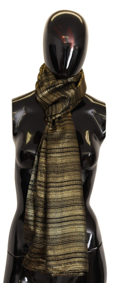 Dolce & Gabbana Metallic Gold Seiden-Stretch-Schal Wickelschal