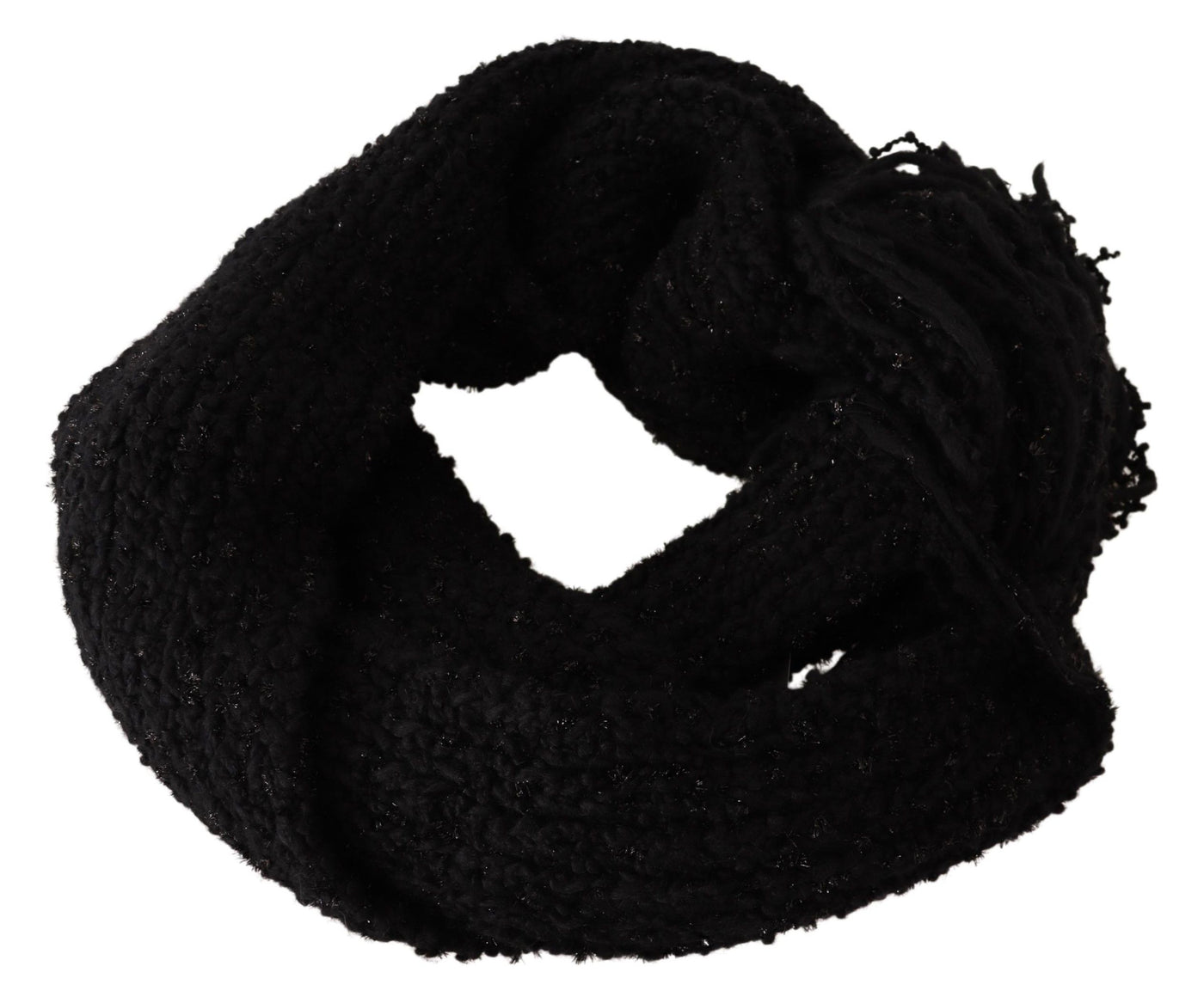 Dolce & Gabbana Schwarzer gestrickter Schurwoll-Wickelschal