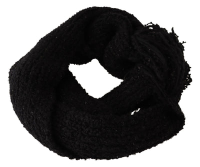Dolce & Gabbana Schwarzer gestrickter Schurwoll-Wickelschal