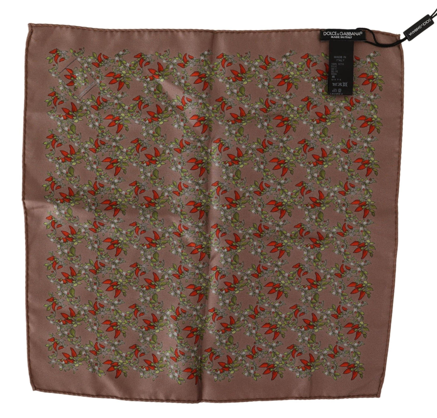 Dolce & Gabbana Braunes Karotten Print Seidentaschentuch