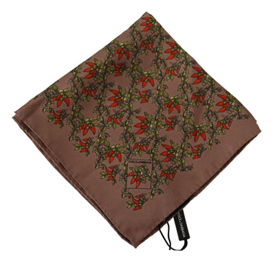 Dolce & Gabbana Braunes Karotten Print Seidentaschentuch