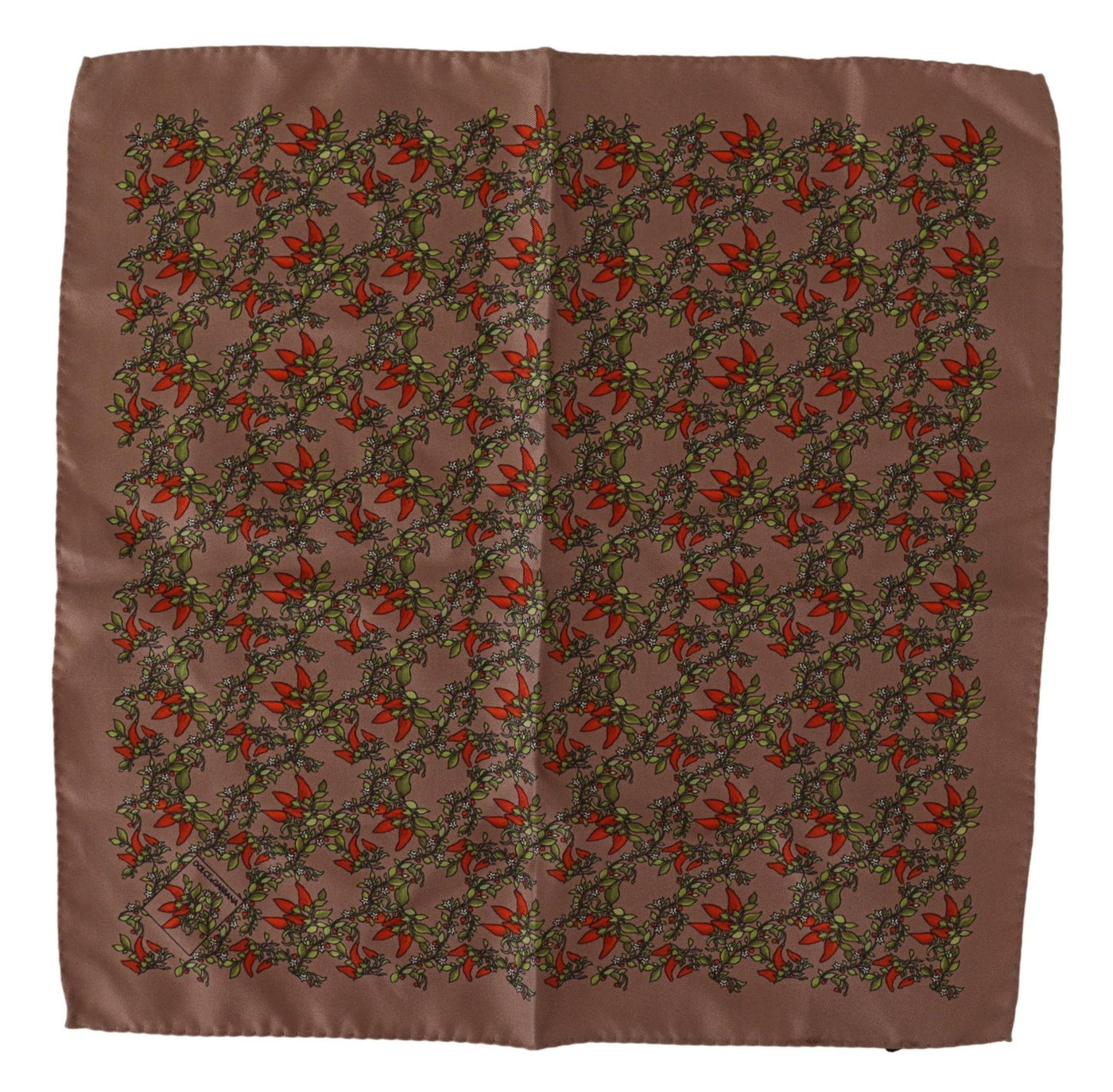 Dolce & Gabbana Braunes Karotten Print Seidentaschentuch