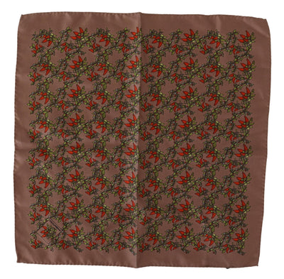 Dolce & Gabbana Braunes Karotten Print Seidentaschentuch