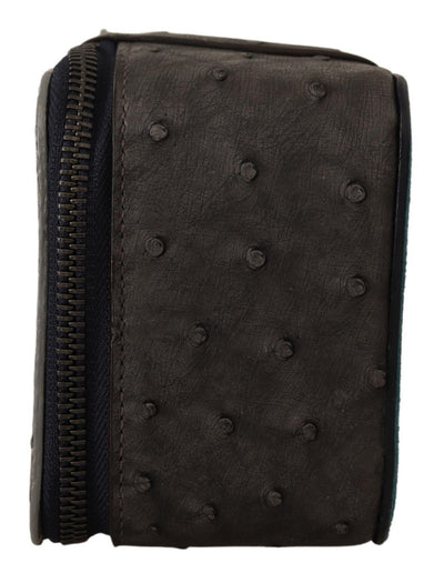 Dolce & Gabbana Graue Haut Leder Vanity Case Toilettenartikel Rasiertasche