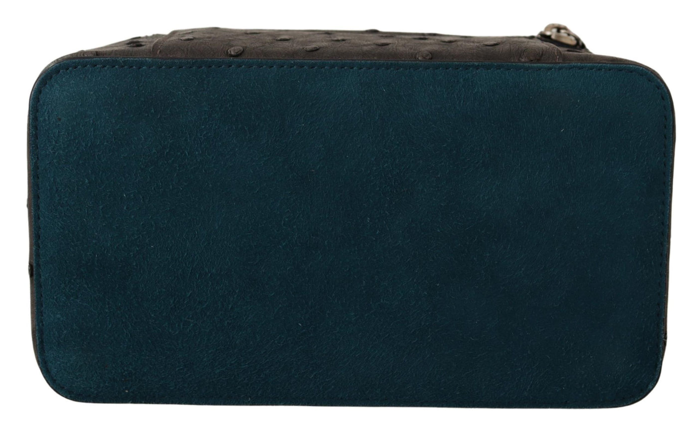 Dolce & Gabbana Graue Haut Leder Vanity Case Toilettenartikel Rasiertasche
