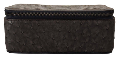 Dolce & Gabbana Graue Haut Leder Vanity Case Toilettenartikel Rasiertasche