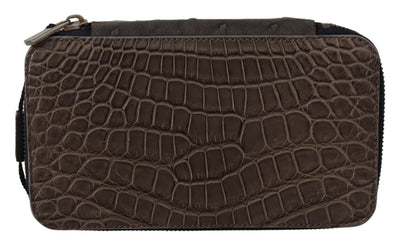 Dolce & Gabbana Graue Haut Leder Vanity Case Toilettenartikel Rasiertasche