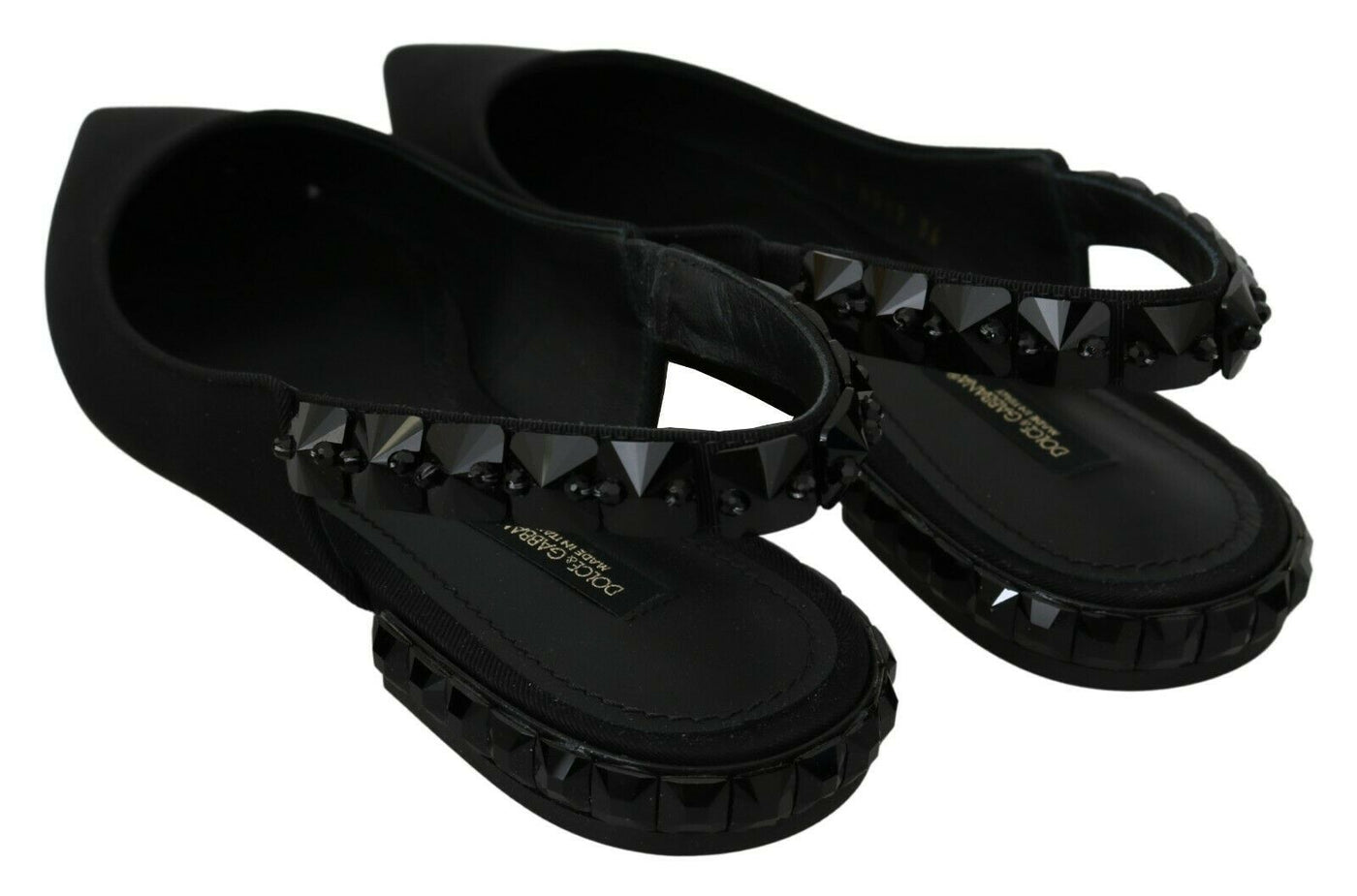 Dolce & Gabbana Schwarze Flats Slingback Charmeuse Schuhe