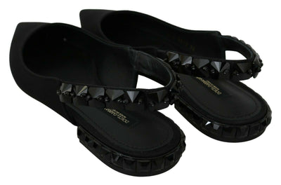 Dolce & Gabbana Schwarze Flats Slingback Charmeuse Schuhe