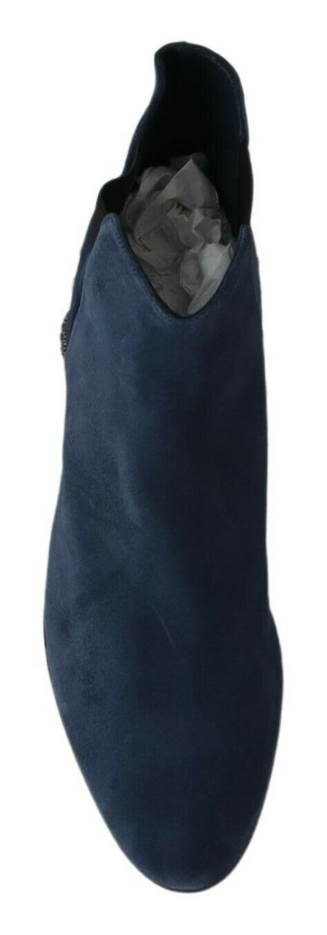 Dolce & Gabbana Blau Wildleder verschönert Nieten Stiefel Schuhe
