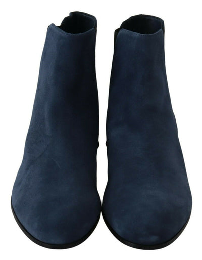 Dolce & Gabbana Blau Wildleder verschönert Nieten Stiefel Schuhe
