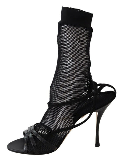 Dolce & Gabbana Schwarz Wildleder Kurzstiefel Sandalen Schuhe