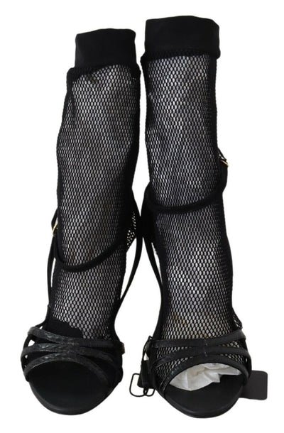 Dolce & Gabbana Schwarz Wildleder Kurzstiefel Sandalen Schuhe