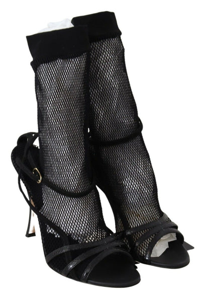 Dolce & Gabbana Schwarz Wildleder Kurzstiefel Sandalen Schuhe