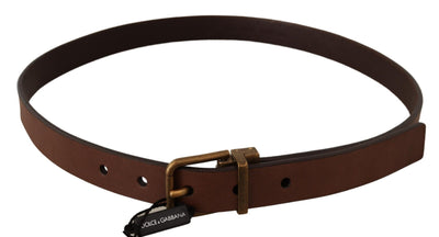 Dolce & Gabbana Braunes Leder Rustikale Schnalle Cintura Gürtel
